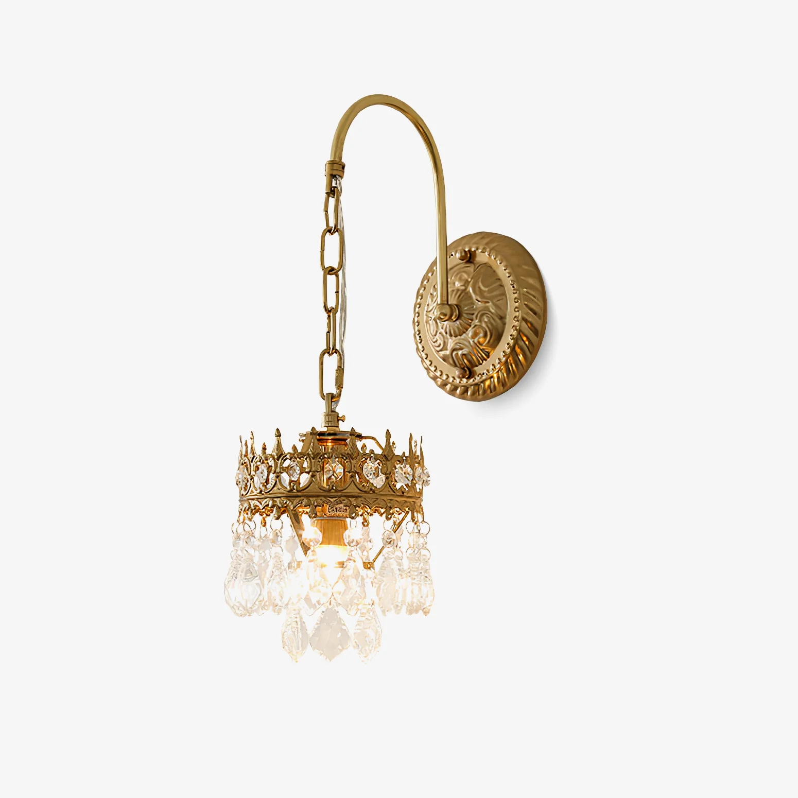 Alessio Classical Crystal Crown Wall Lamp Bathroom Kitchen