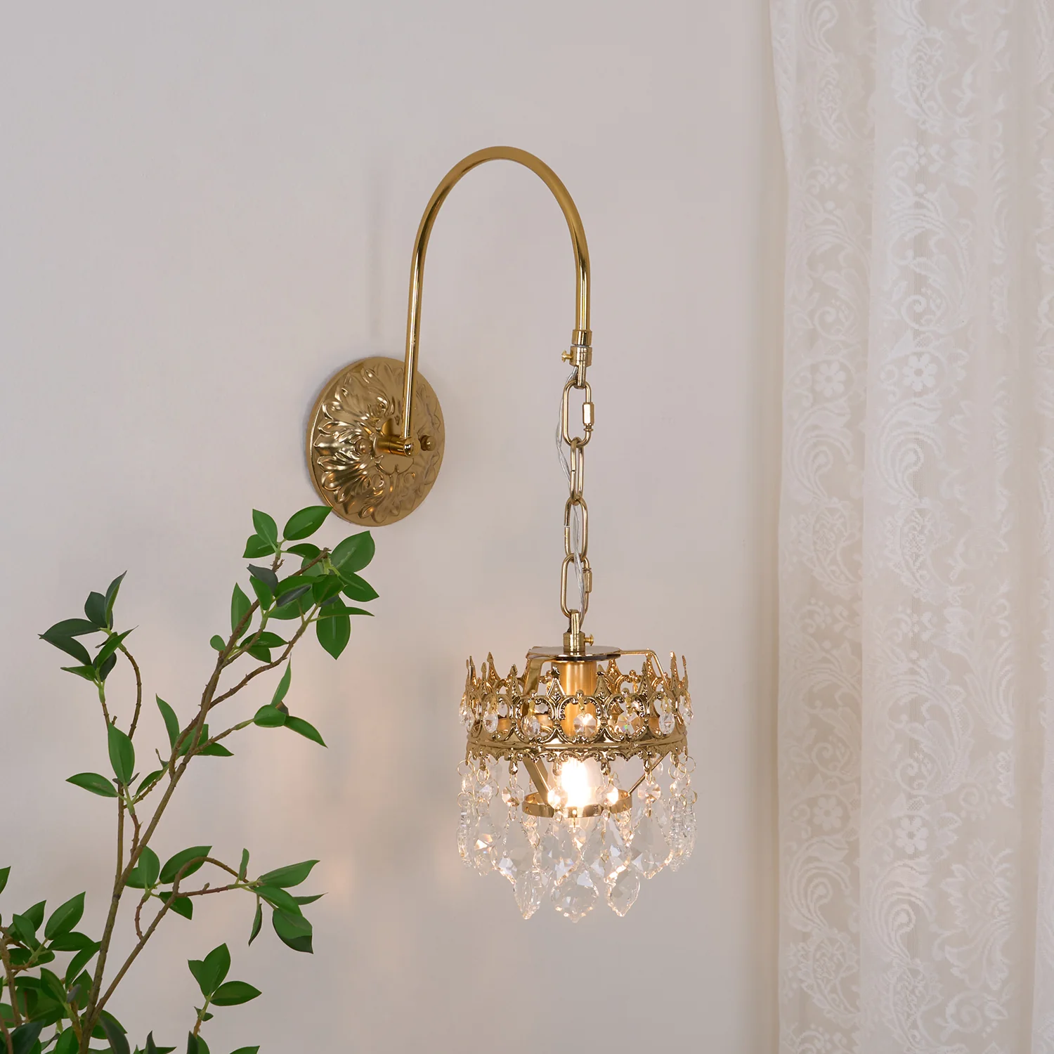 Alessio Classical Crystal Crown Wall Lamp Bathroom Kitchen