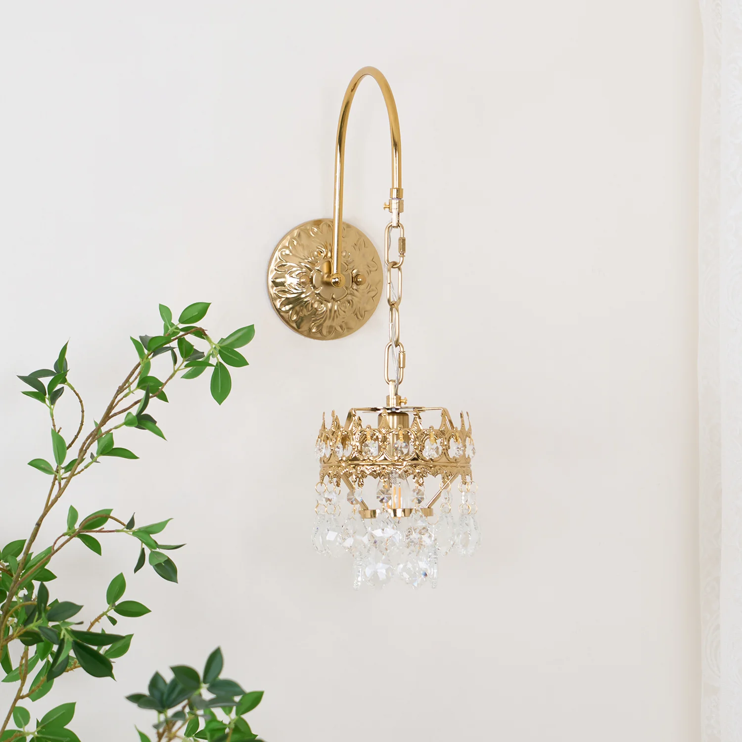Alessio Classical Crystal Crown Wall Lamp Bathroom Kitchen