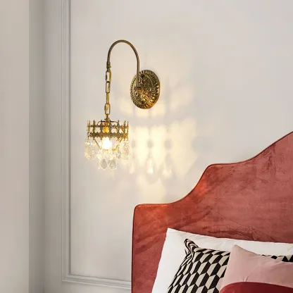 Alessio Classical Crystal Crown Wall Lamp Bathroom Kitchen