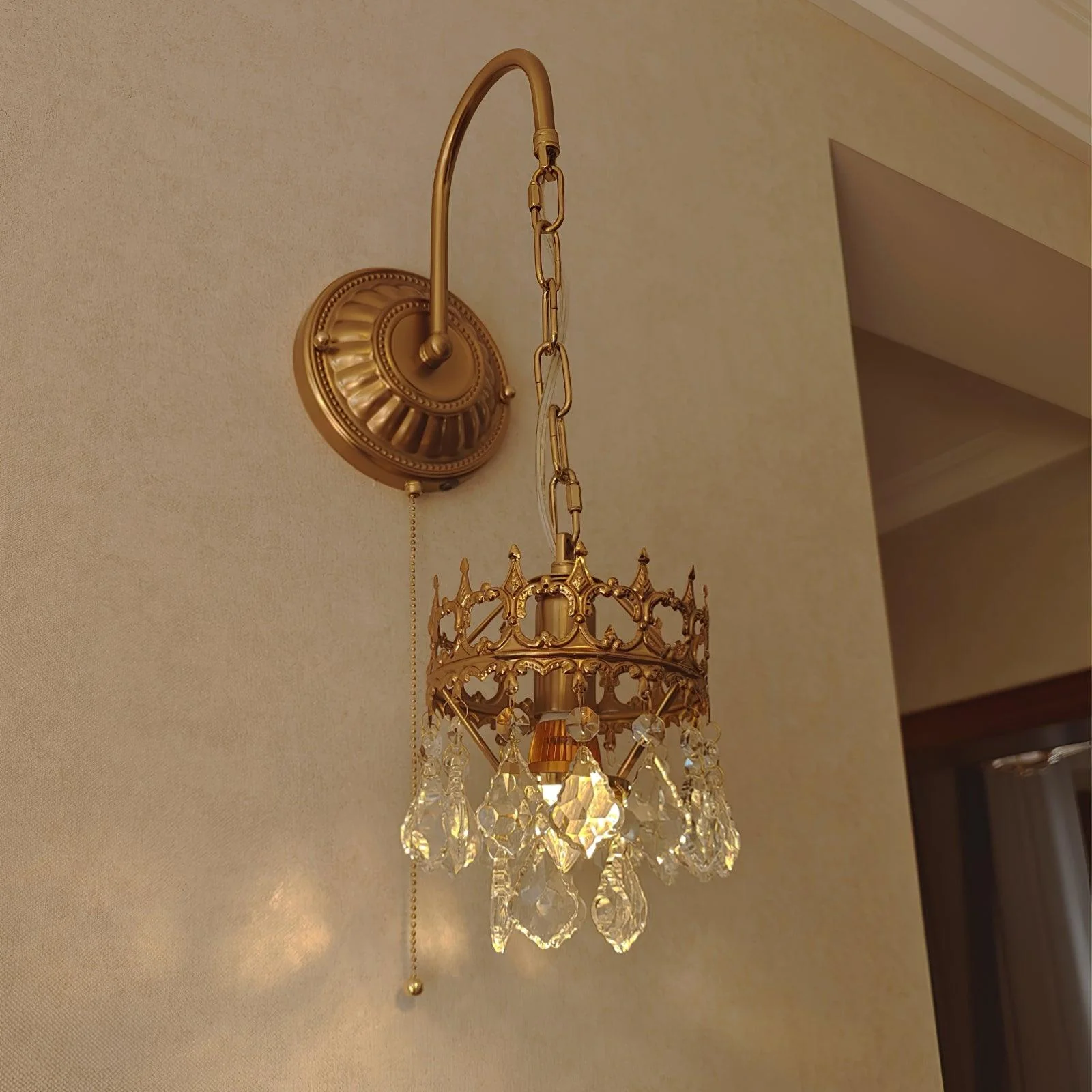 Alessio Classical Crystal Crown Wall Lamp Bathroom Kitchen