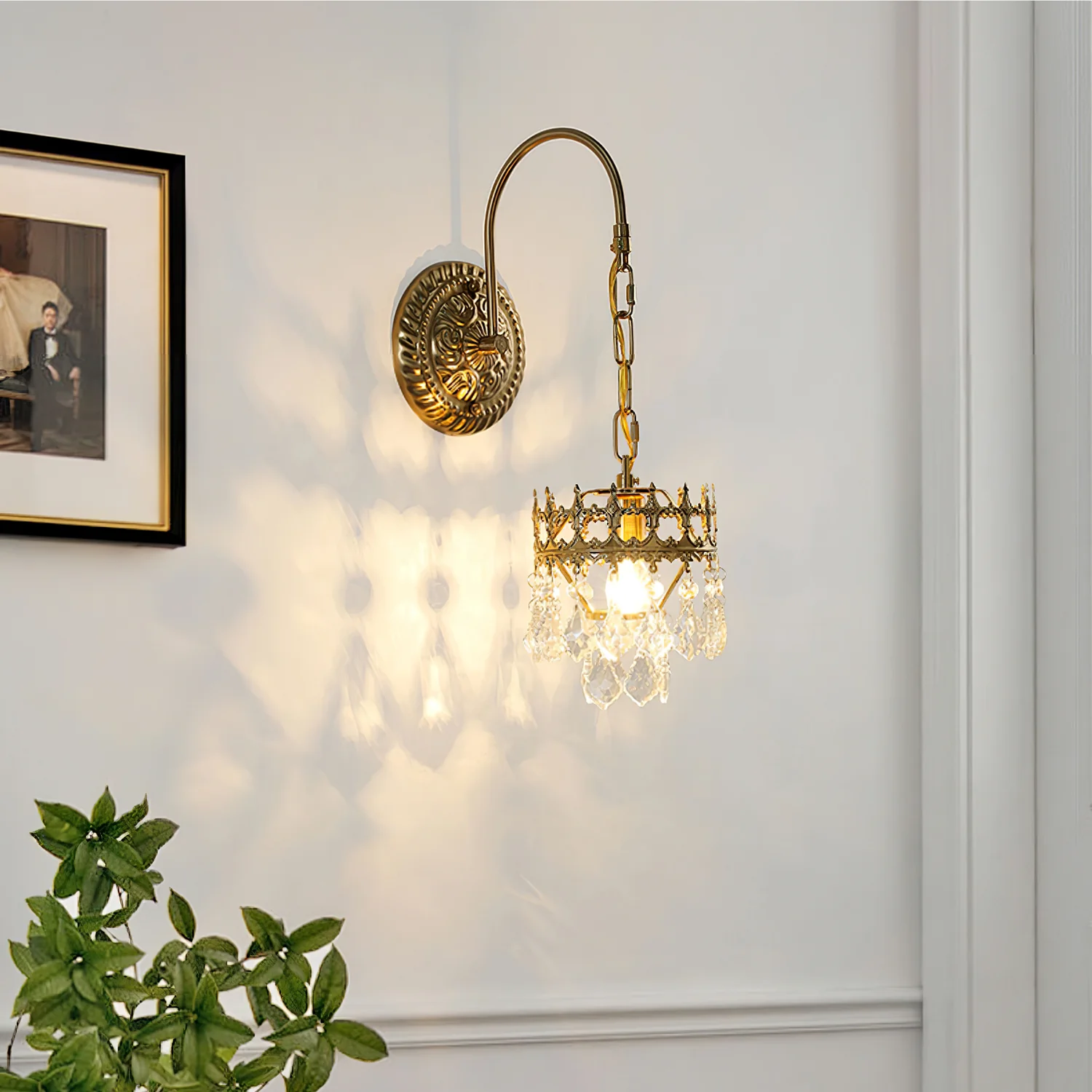 Alessio Classical Crystal Crown Wall Lamp Bathroom Kitchen