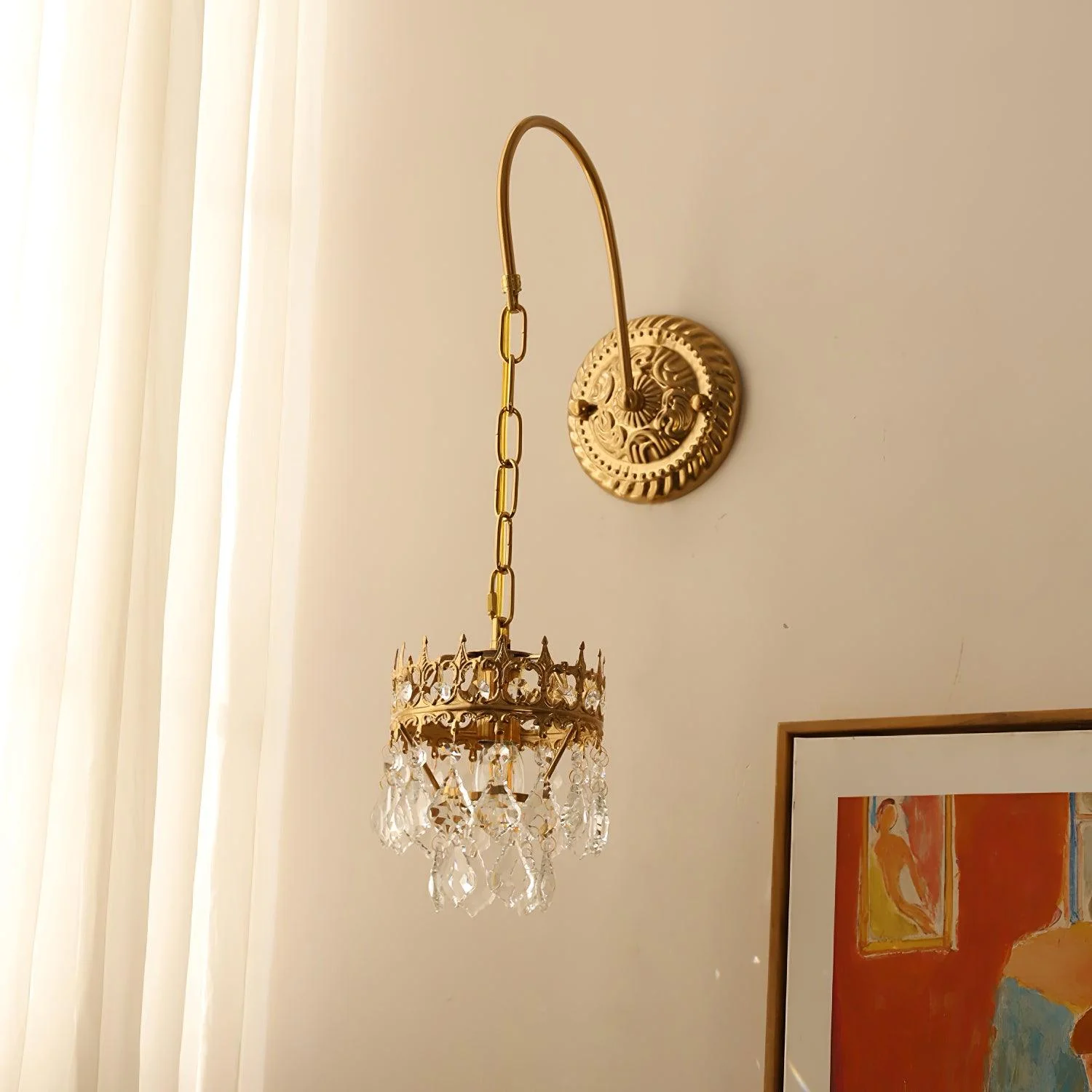 Alessio Classical Crystal Crown Wall Lamp Bathroom Kitchen
