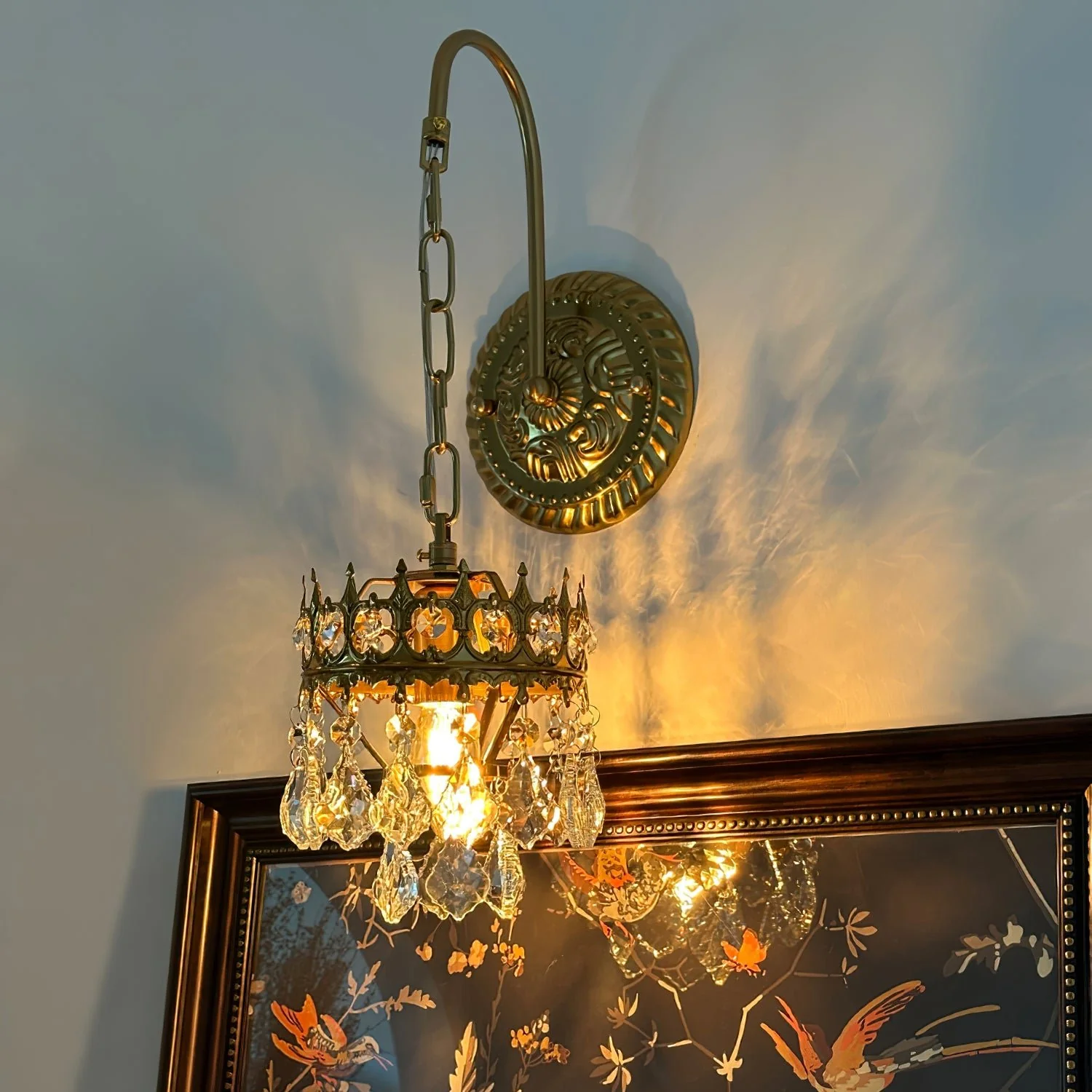 Alessio Classical Crystal Crown Wall Lamp Bathroom Kitchen