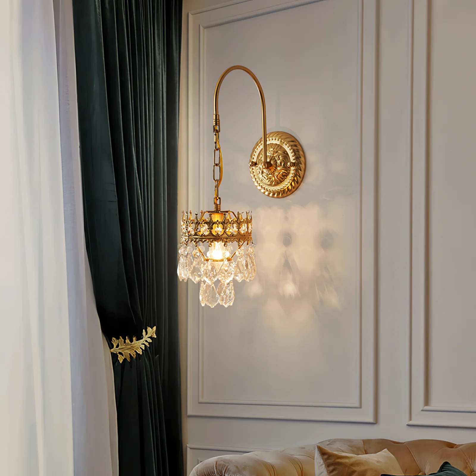 Alessio Classical Crystal Crown Wall Lamp Bathroom Kitchen