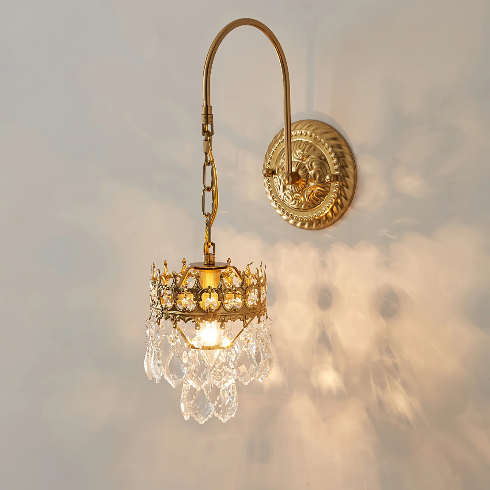 Alessio Classical Crystal Crown Wall Lamp Bathroom Kitchen