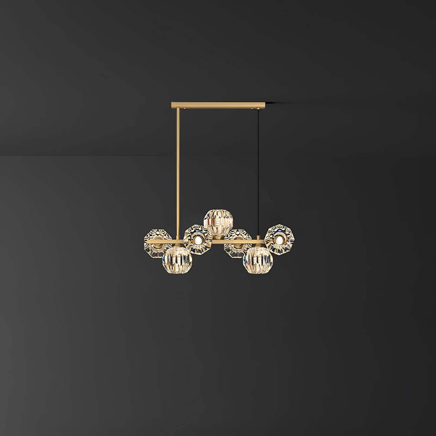 Modern LED Long Linear Multi Crystal Globe Pendant Light | Las Sola