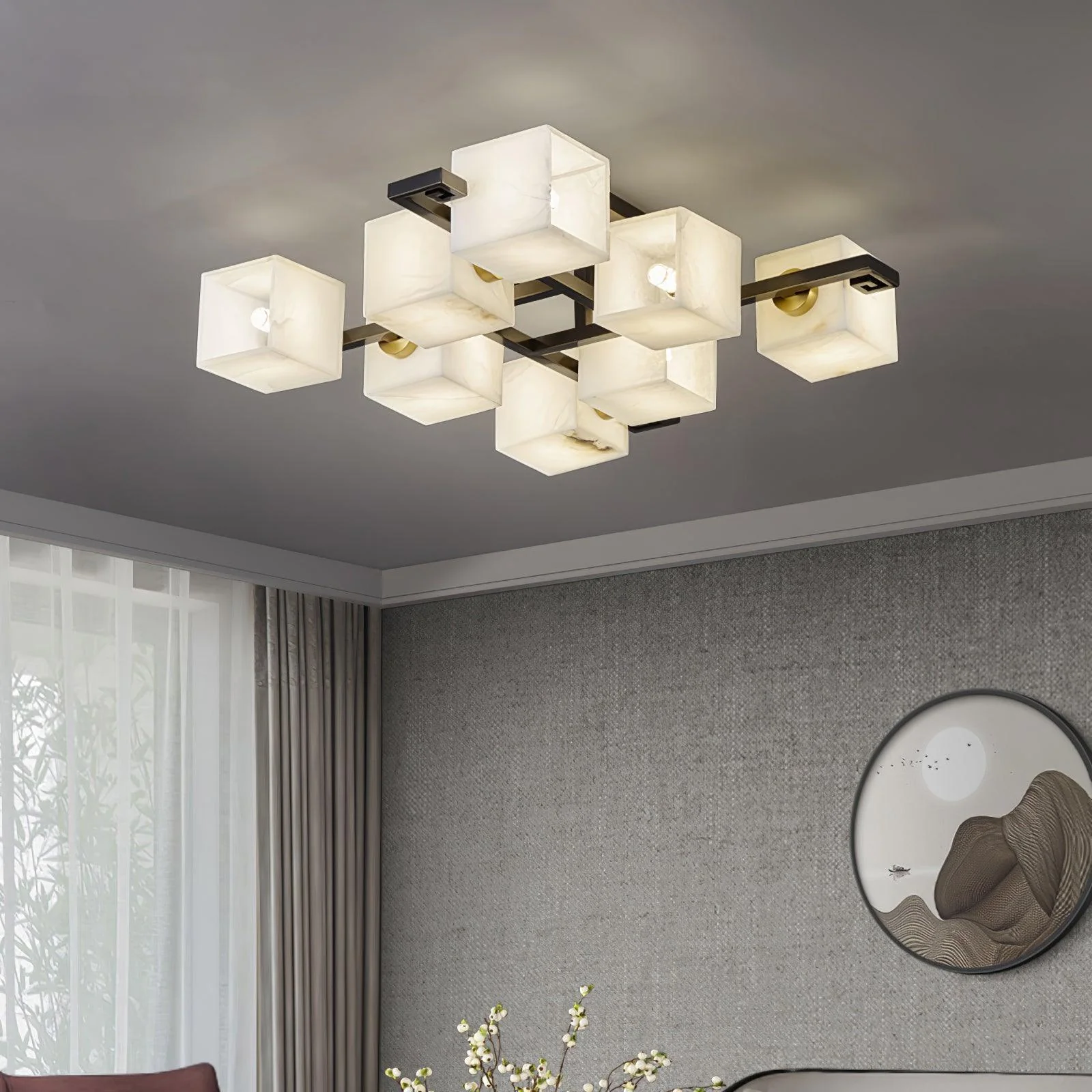 Jade Modern Minimalism Alabaster Ceiling Light Entryway Dining Room