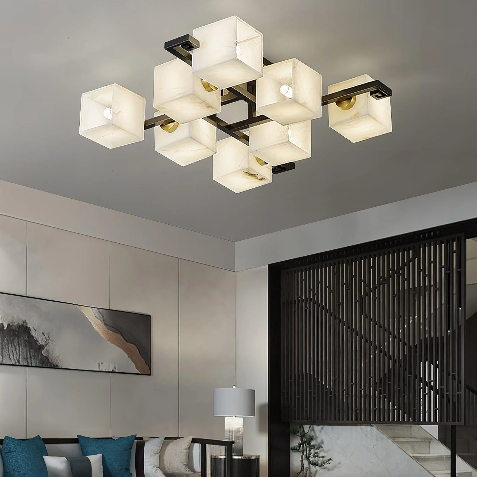 Jade Modern Minimalism Alabaster Ceiling Light Entryway Dining Room