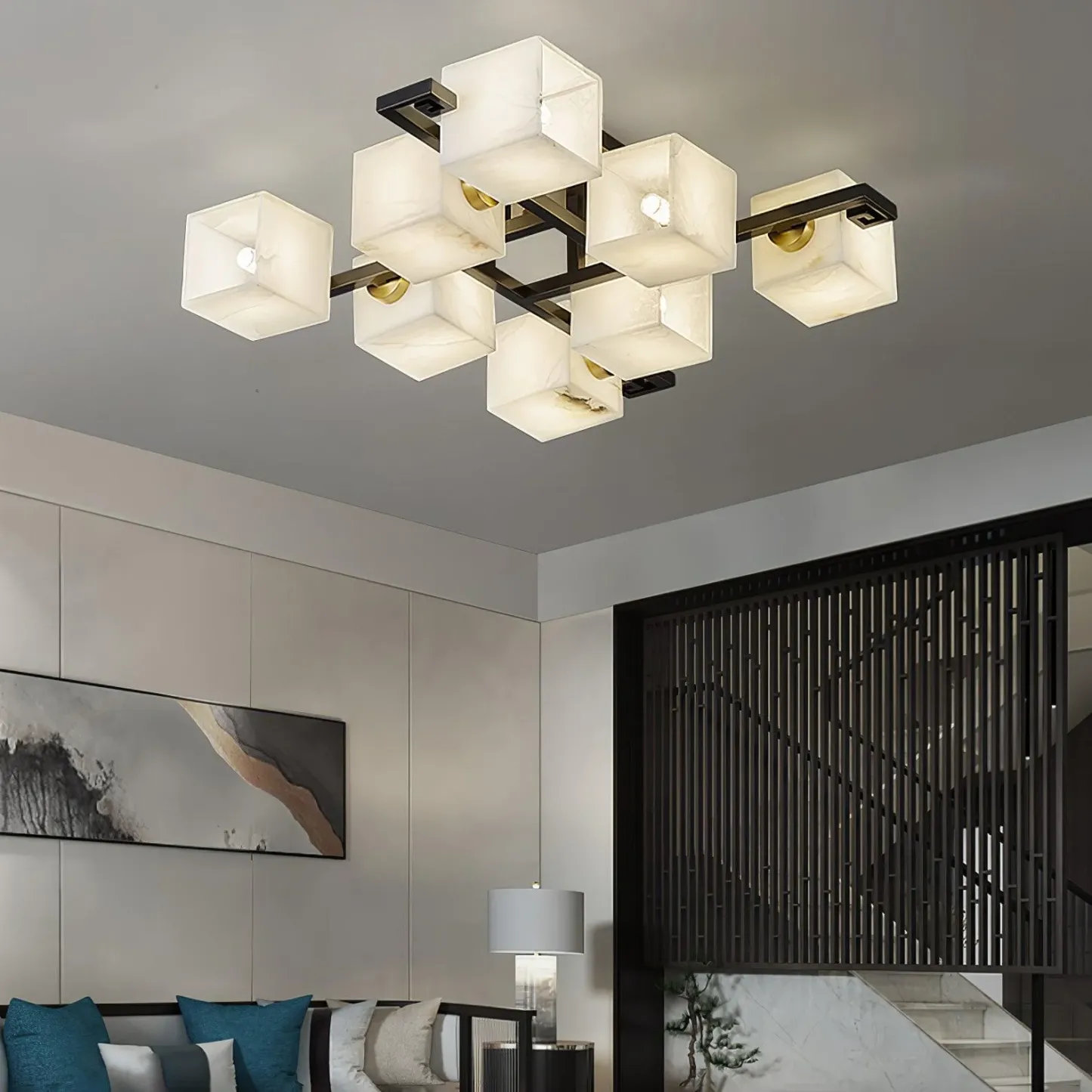 Jade Modern Minimalism Alabaster Ceiling Light Entryway Dining Room