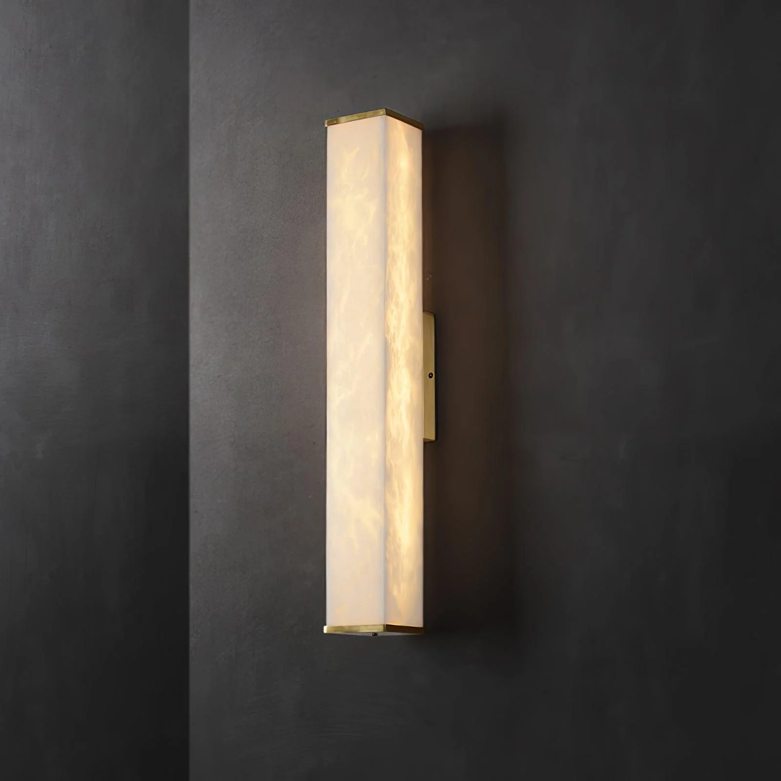 Jade Modern Cuboid Alabaster Brass Wall Lamp Living Room Bedroom