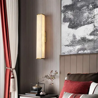 Jade Modern Cuboid Alabaster Brass Wall Lamp Living Room Bedroom