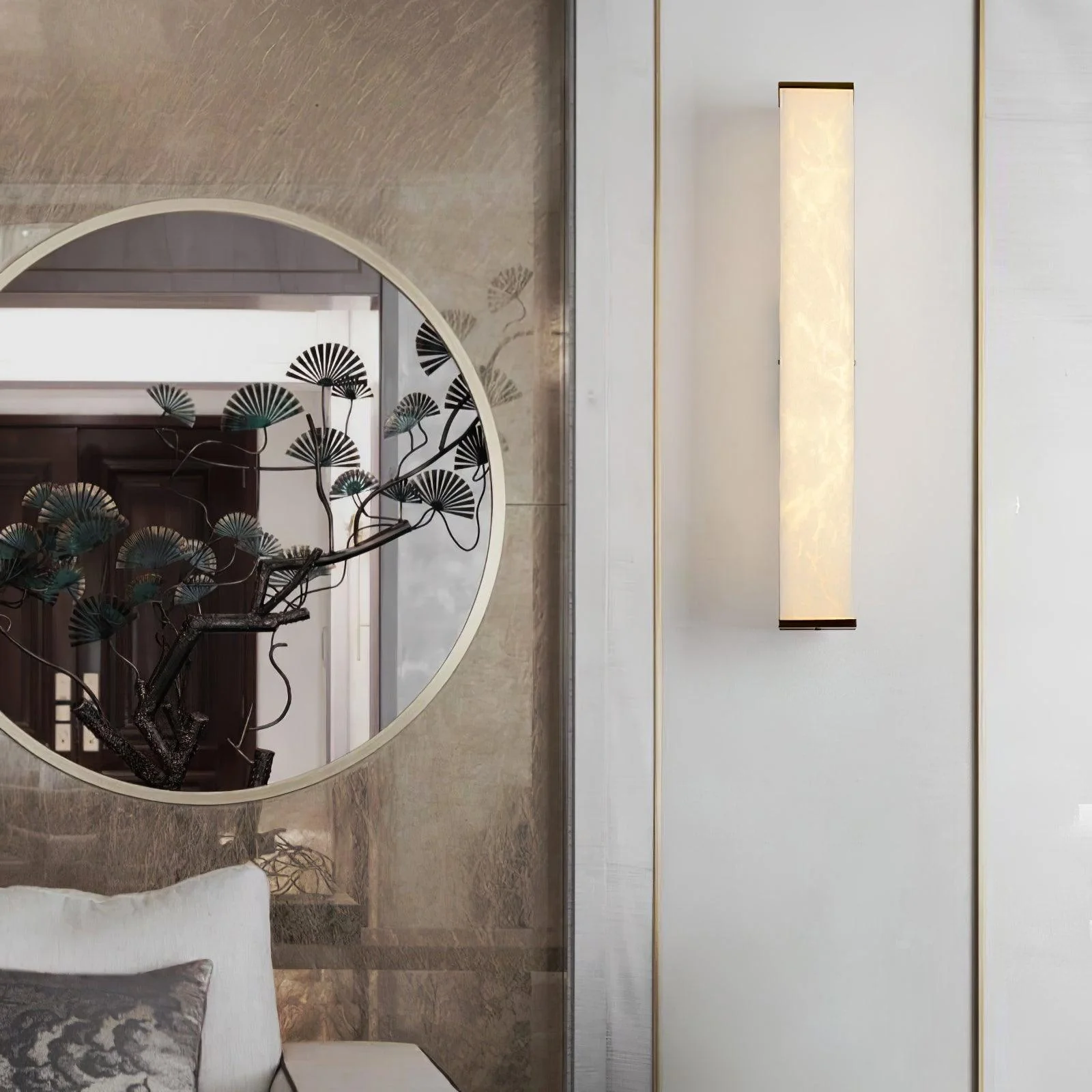 Jade Modern Cuboid Alabaster Brass Wall Lamp Living Room Bedroom