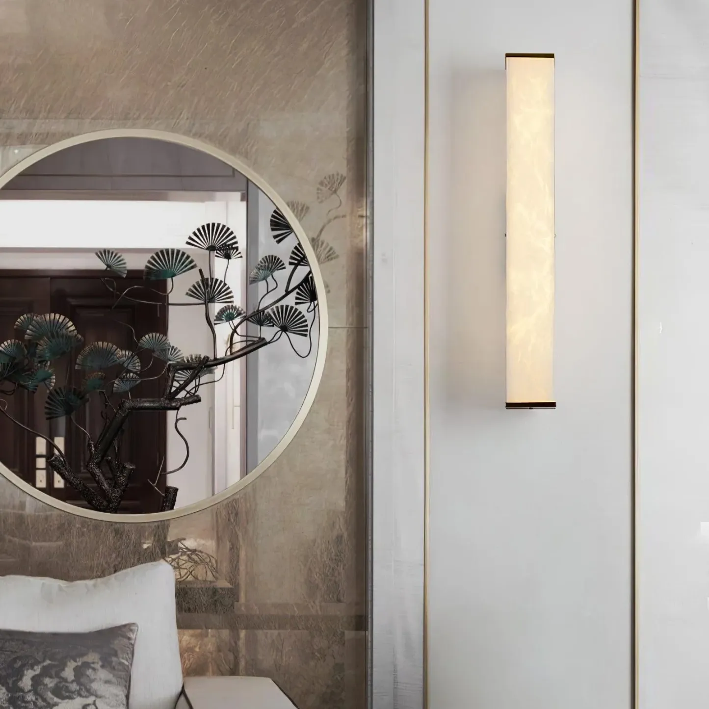 Jade Modern Cuboid Alabaster Brass Wall Lamp Living Room Bedroom