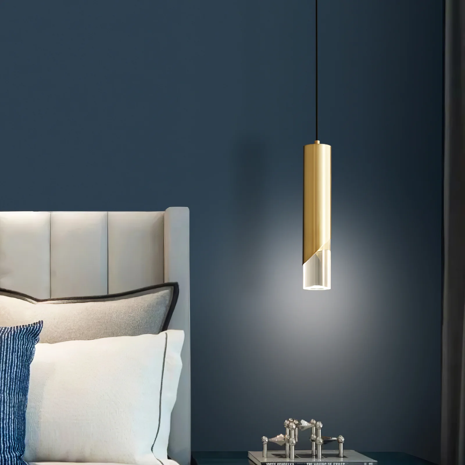 Meza Modern Cylinder Metal Acrylic Pendant Light Bedroom Dining Room