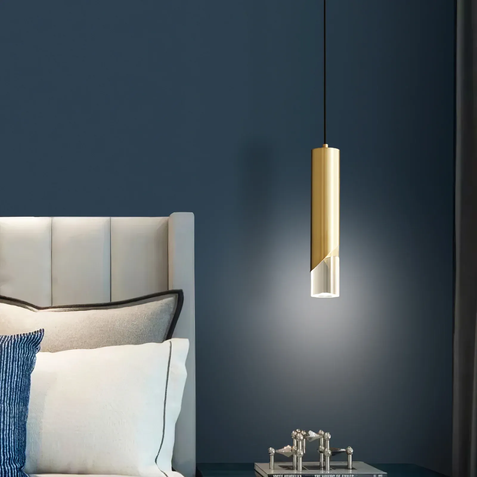 Meza Modern Cylinder Metal Acrylic Pendant Light Bedroom Dining Room