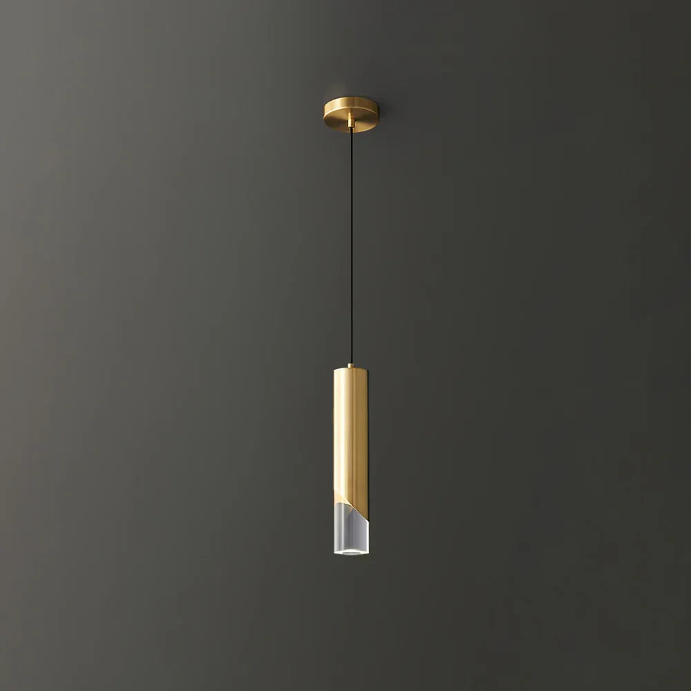 Meza Modern Cylinder Metal Acrylic Pendant Light Bedroom Dining Room