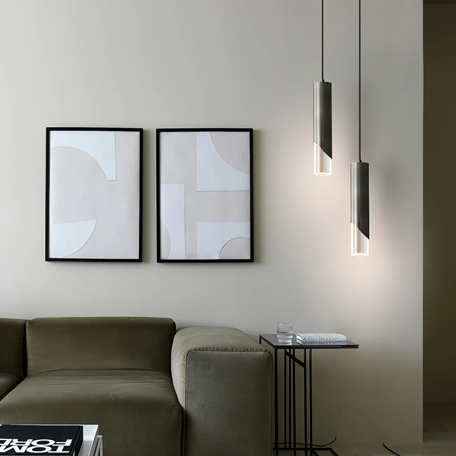 Meza Modern Cylinder Metal Acrylic Pendant Light Bedroom Dining Room