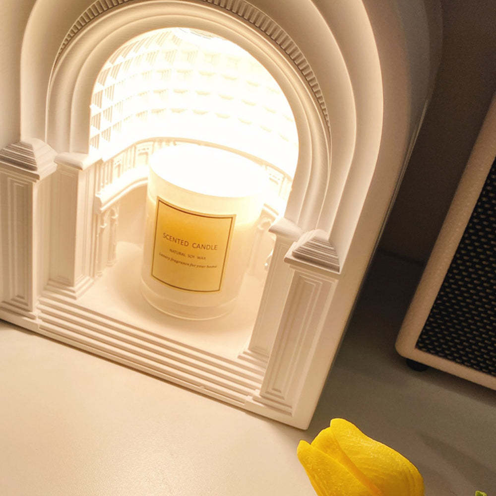 Félicie Art Deco Dome Candle Gypsum Table Lamp, White