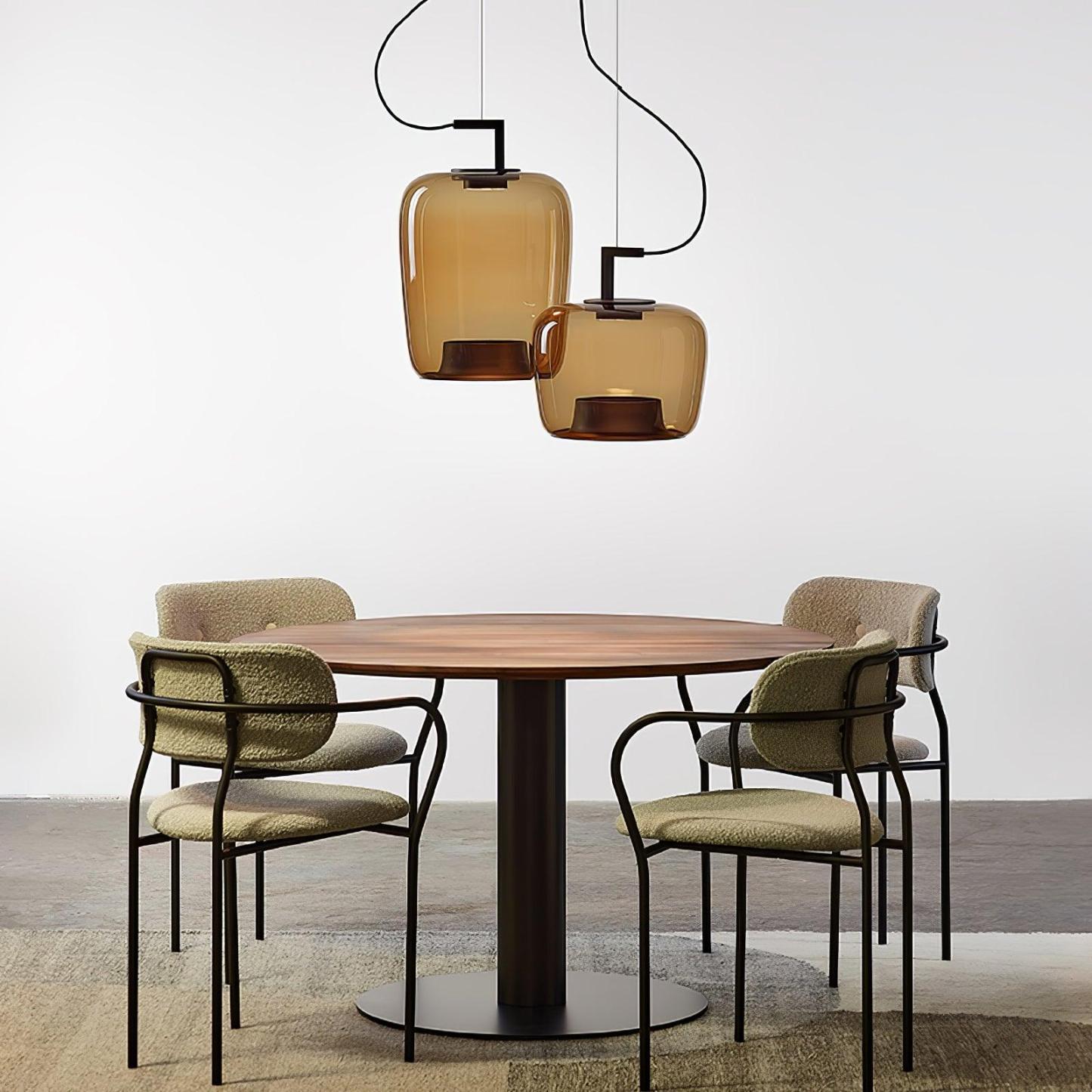 Hailie Modern Round Glass Pendant Light Dining Room Bedroom