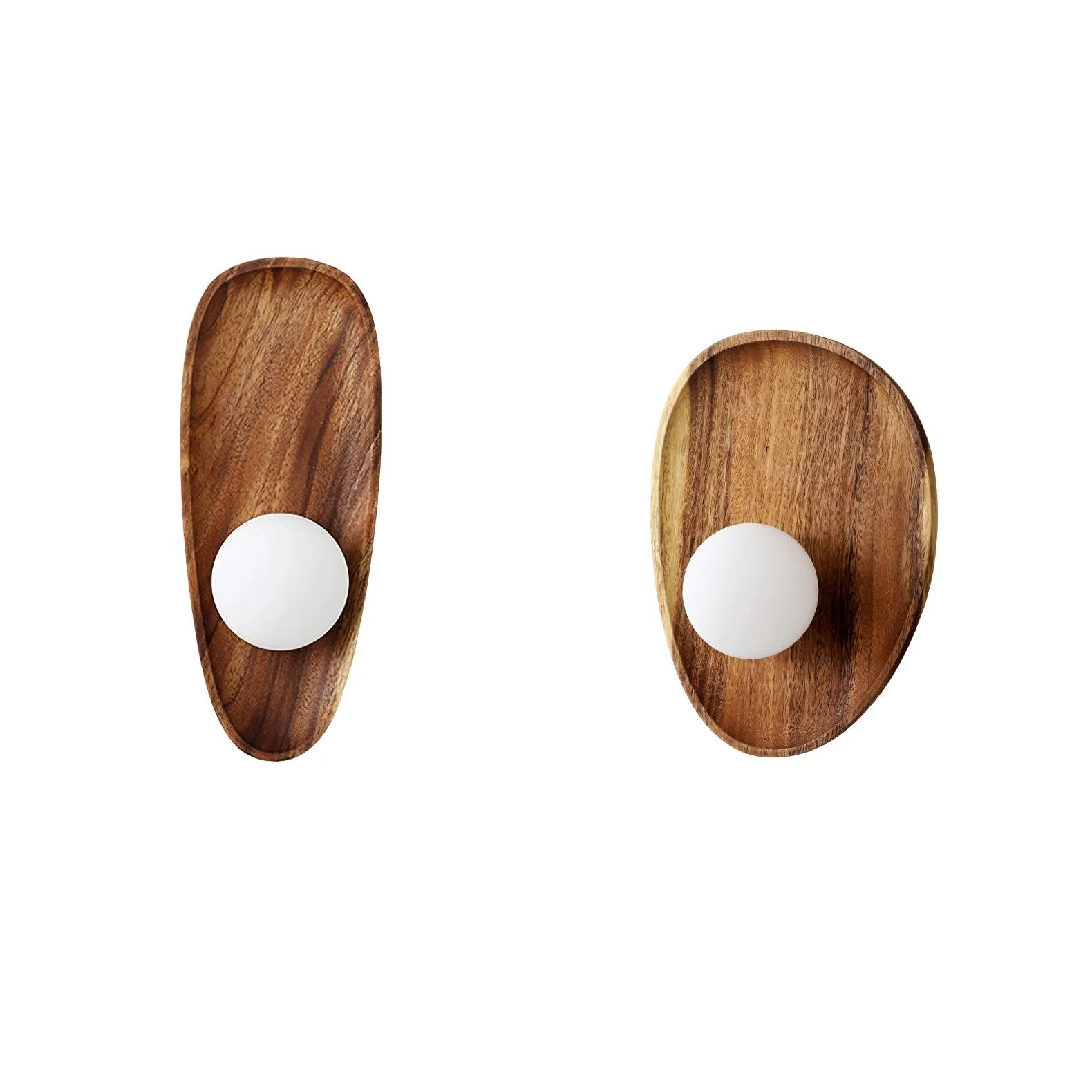 Muto Natural Wood Glass Walnut Wall Lamp Bedroom Living Room