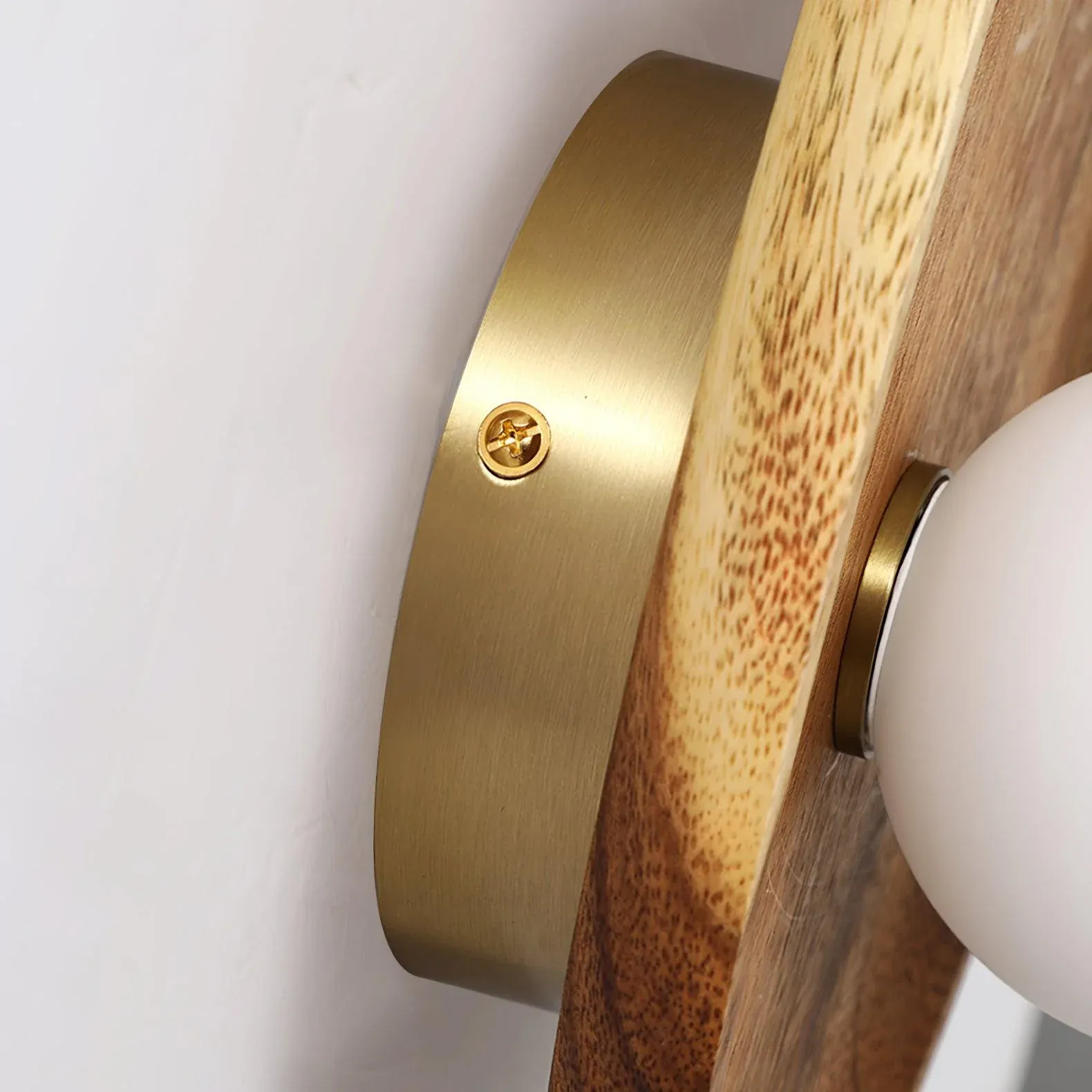 Muto Natural Wood Glass Walnut Wall Lamp Bedroom Living Room