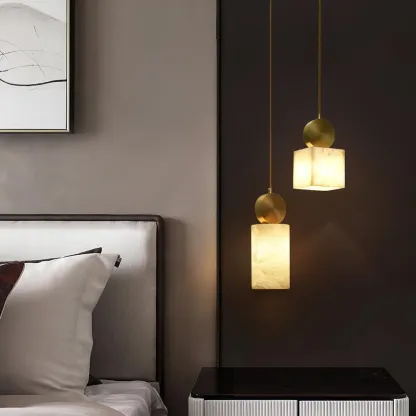Hailie Classical Vintage Alabaster Pendant Light Dining Room Bedroom