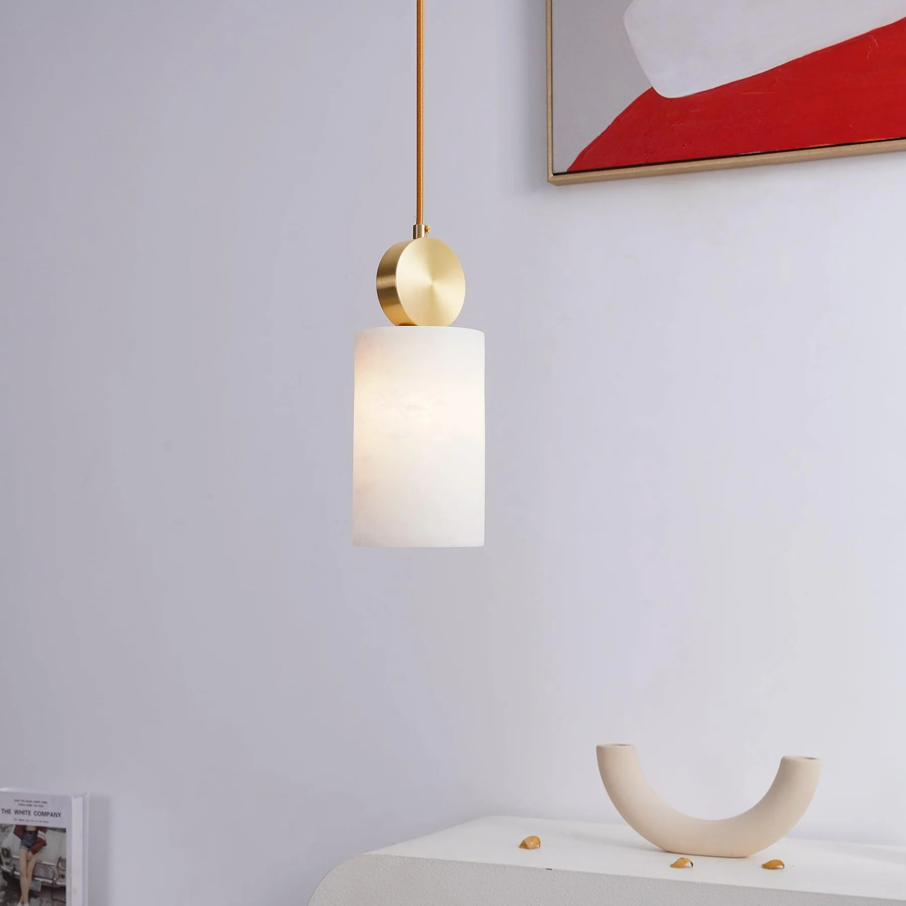 Hailie Classical Vintage Alabaster Pendant Light Dining Room Bedroom