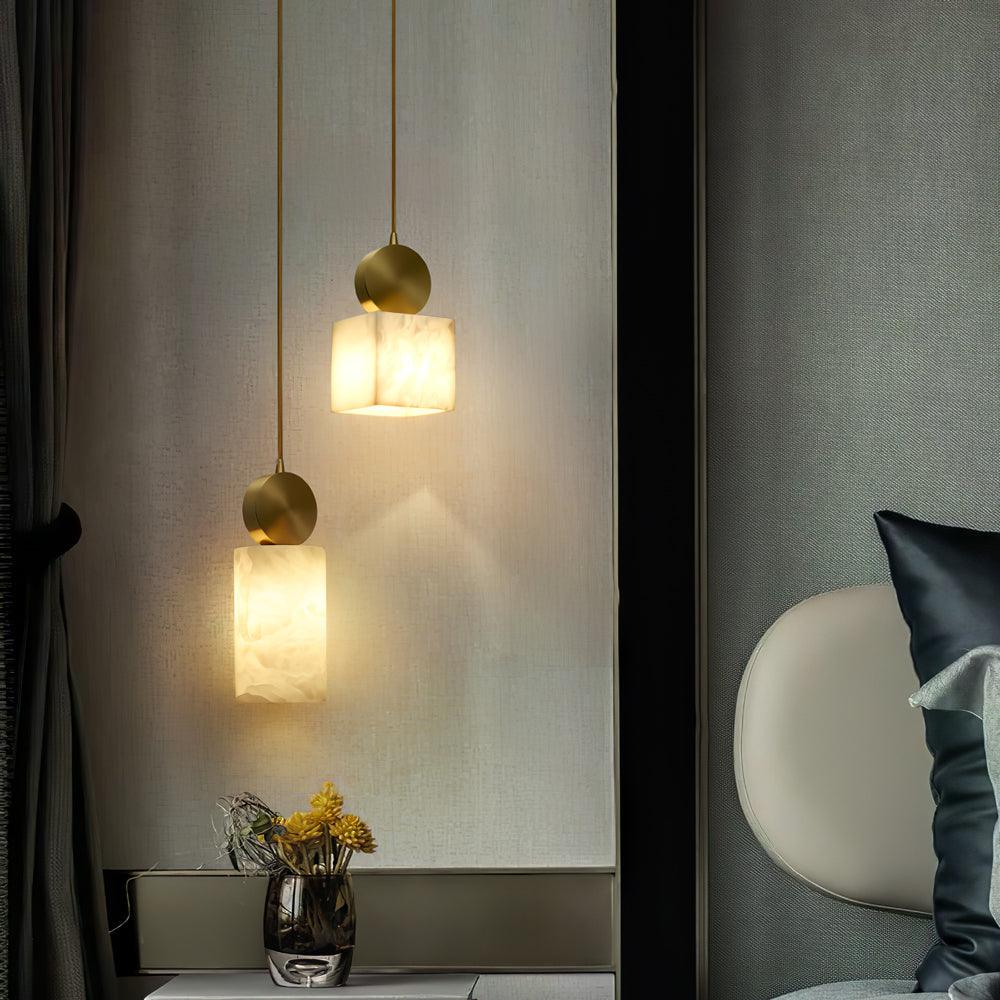 Hailie Classical Vintage Alabaster Pendant Light Dining Room Bedroom