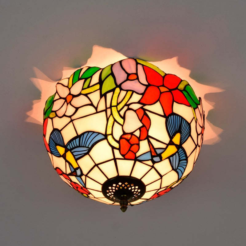 Eryn Rustic Flush Mount Ceiling Light Glass Metal Living Room