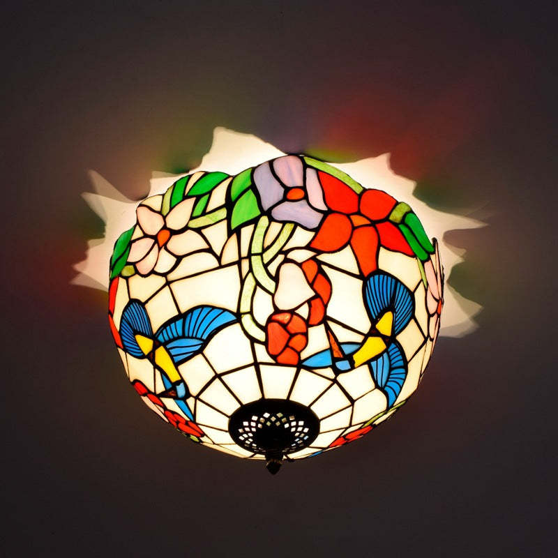 Eryn Rustic Flush Mount Ceiling Light Glass Metal Living Room
