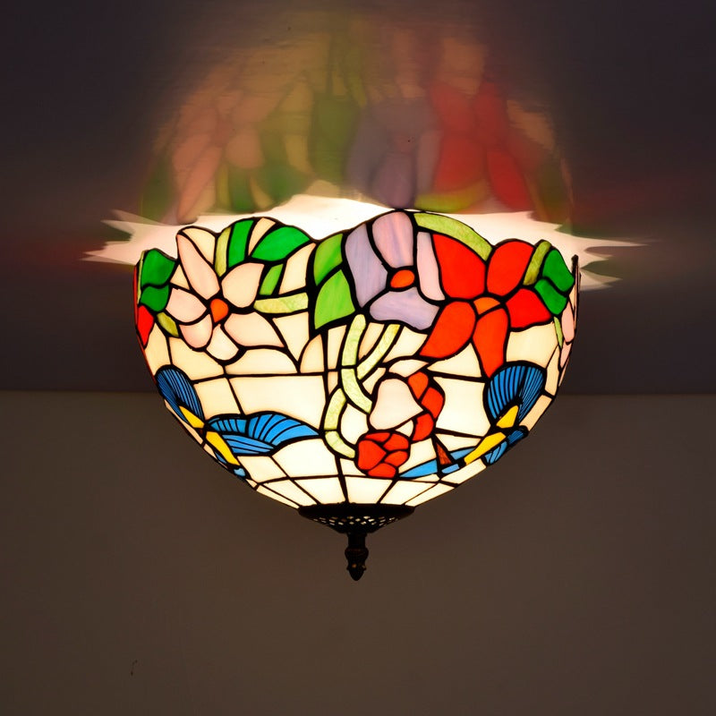 Eryn Rustic Flush Mount Ceiling Light Glass Metal Living Room