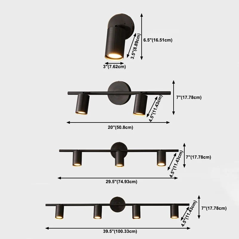 Freja Modern Cylinder Metal Wall Mounted Lamp, Black/Brass