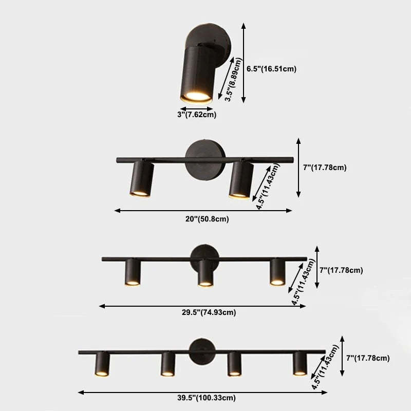 Freja Modern Cylinder Metal Wall Mounted Lamp, Black/Brass
