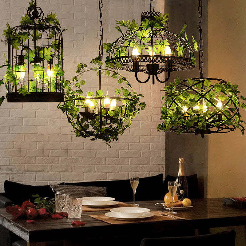 Vireo Industrial LED Pendant Light Black Green Metal Living Room
