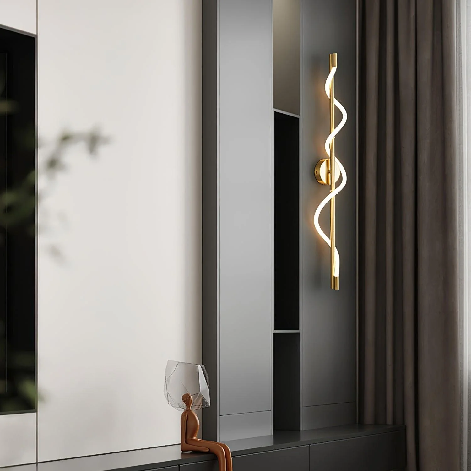 Valentina Modern Flexible Curve Metal Wall Light Living Room Bedroom