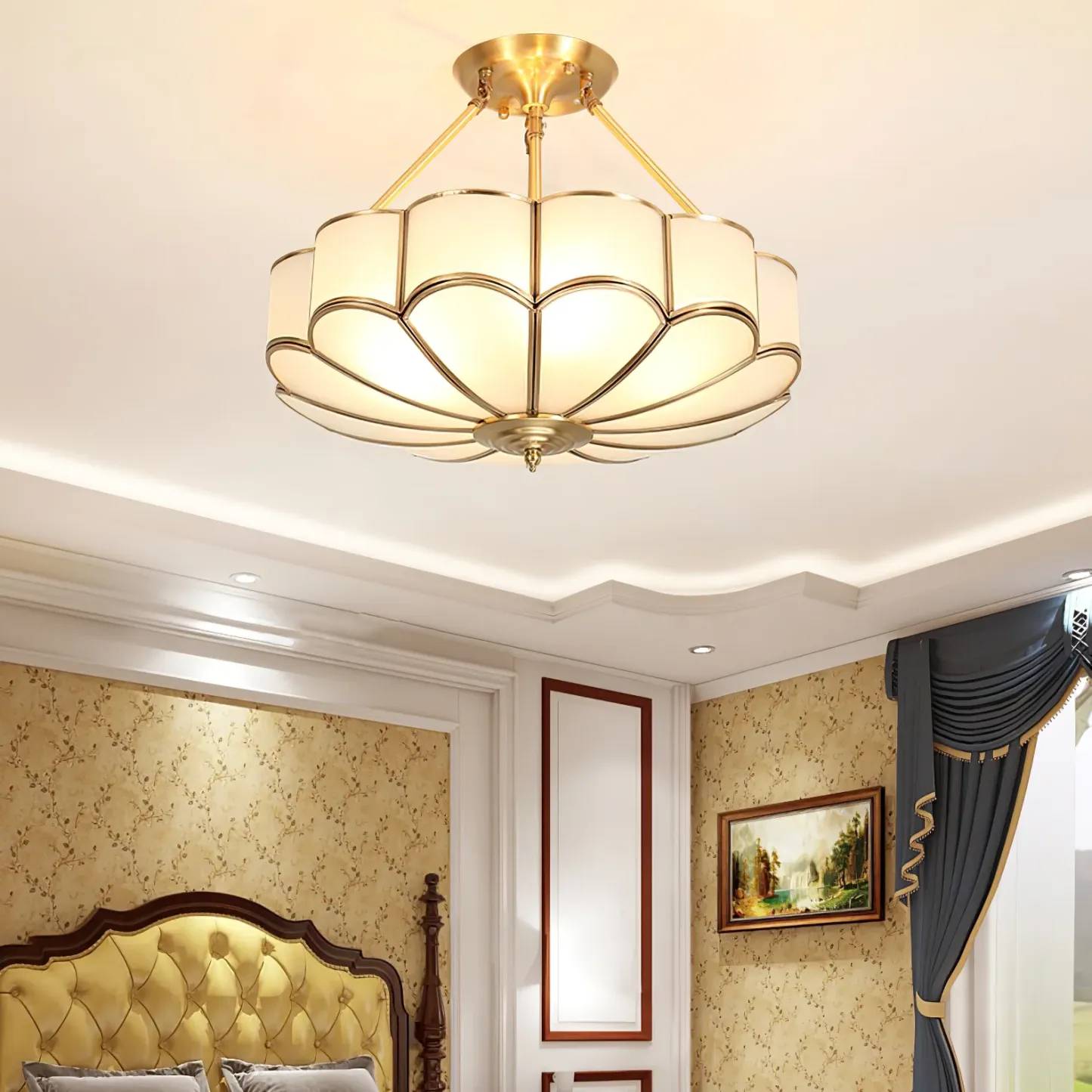 Alessio Modern Flower Shape Glass Ceiling Light Study Room Bedroom