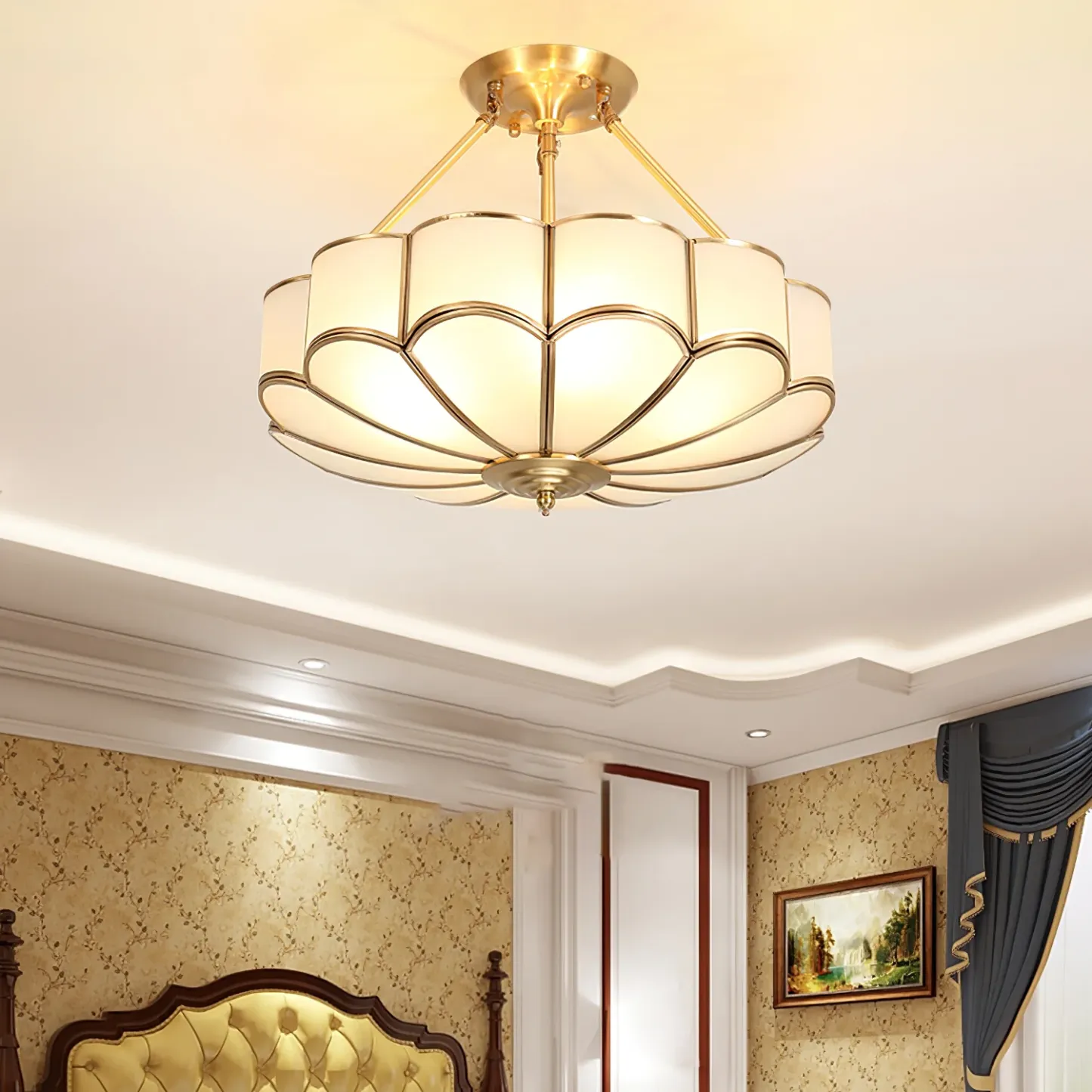 Alessio Modern Flower Shape Glass Ceiling Light Study Room Bedroom