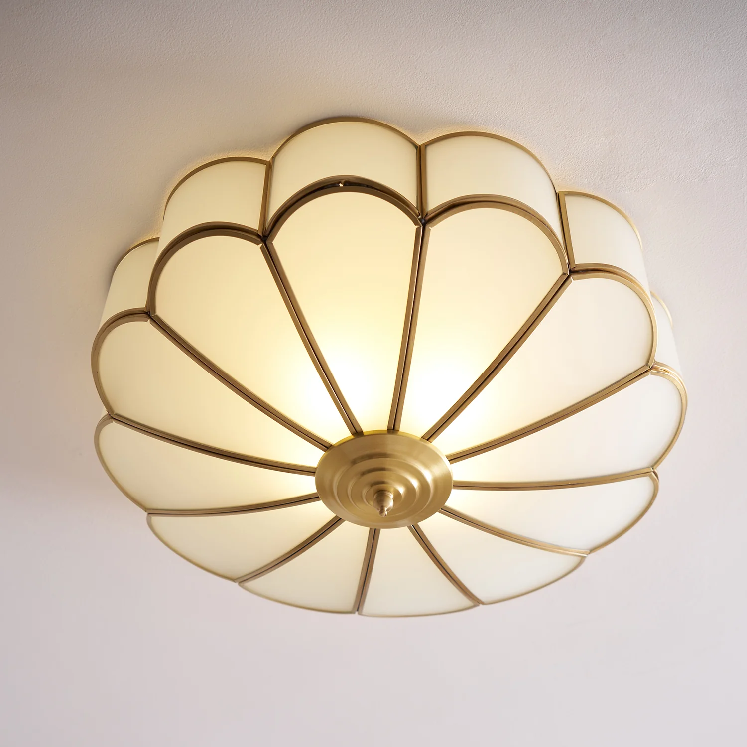 Alessio Postmodern Flower Frosted Glass Gold Ceiling Light Bedroom Living Room
