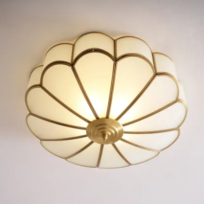 Alessio Postmodern Flower Frosted Glass Gold Ceiling Light Bedroom Living Room