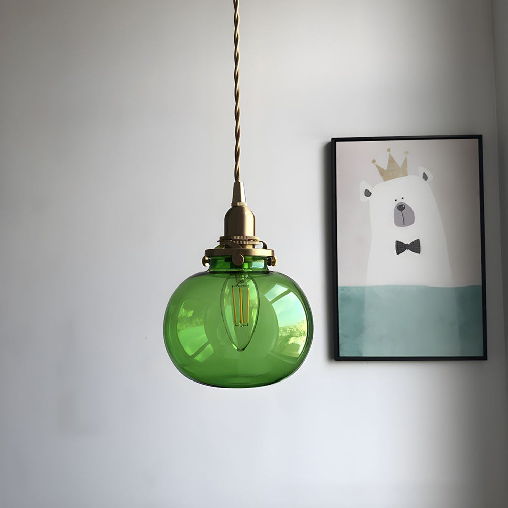 Hailie Retro Oval Glass Metal Pendant Light