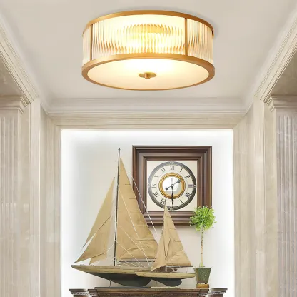 Alessio Modern Round Metal Glass Ceiling Lamp Dining Room Bedroom