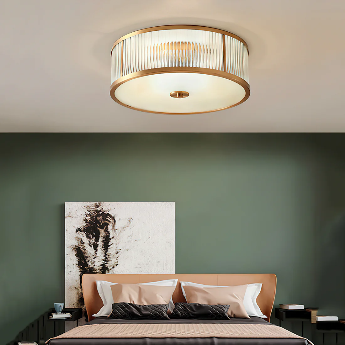 Alessio Modern Round Metal Glass Ceiling Lamp Dining Room Bedroom