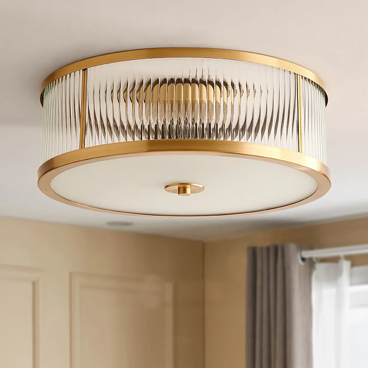 Alessio Modern Round Metal Glass Ceiling Lamp Dining Room Bedroom