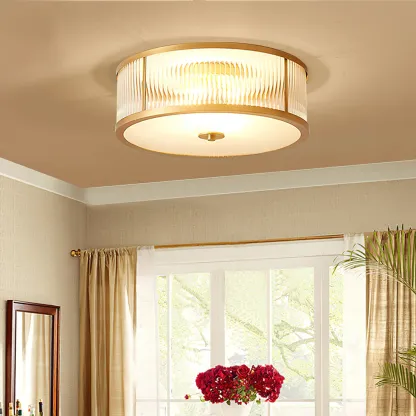 Alessio Modern Round Metal Glass Ceiling Lamp Dining Room Bedroom