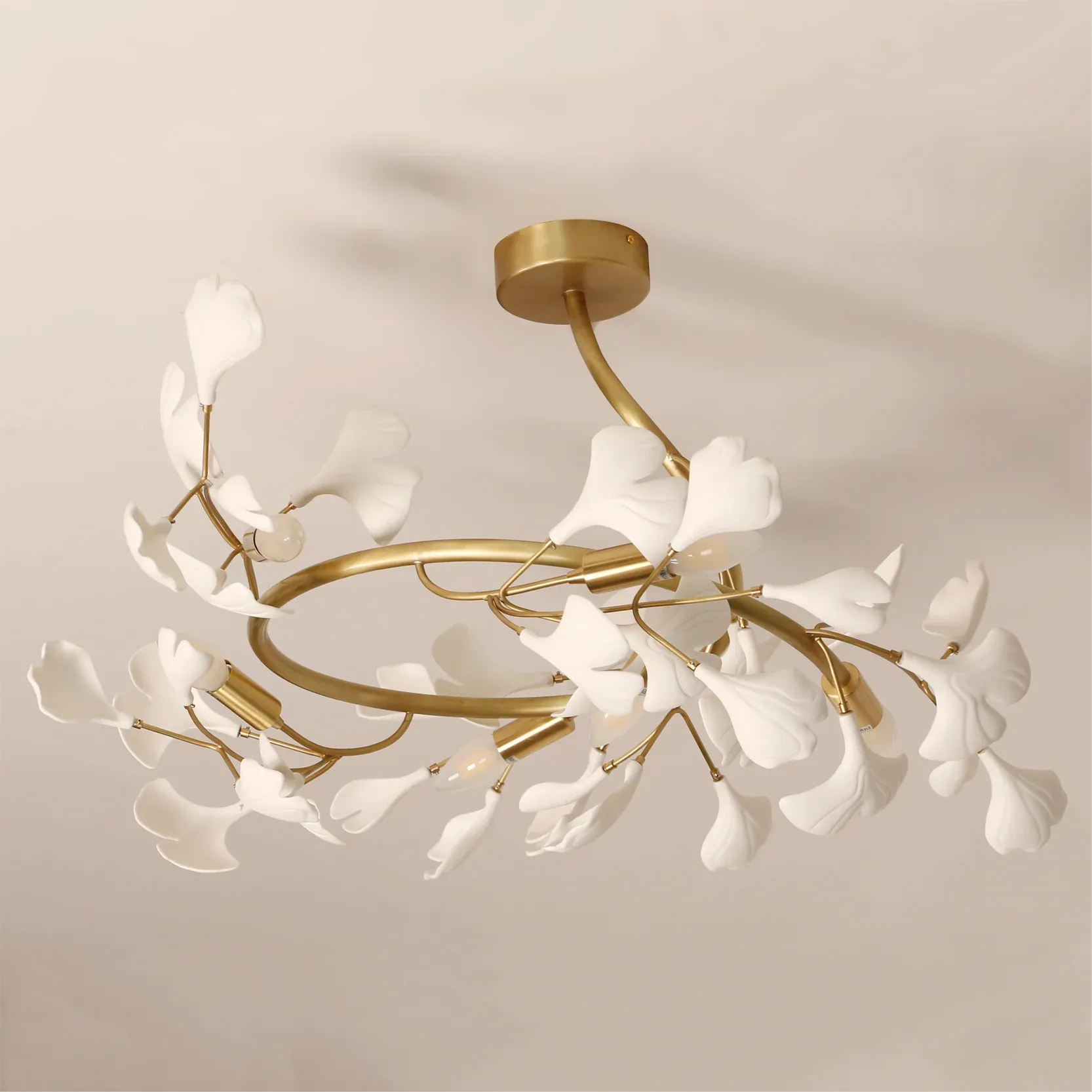 Olivia Gingko Brass Ceramics Ceiling Lamp Bedroom  Dining Room