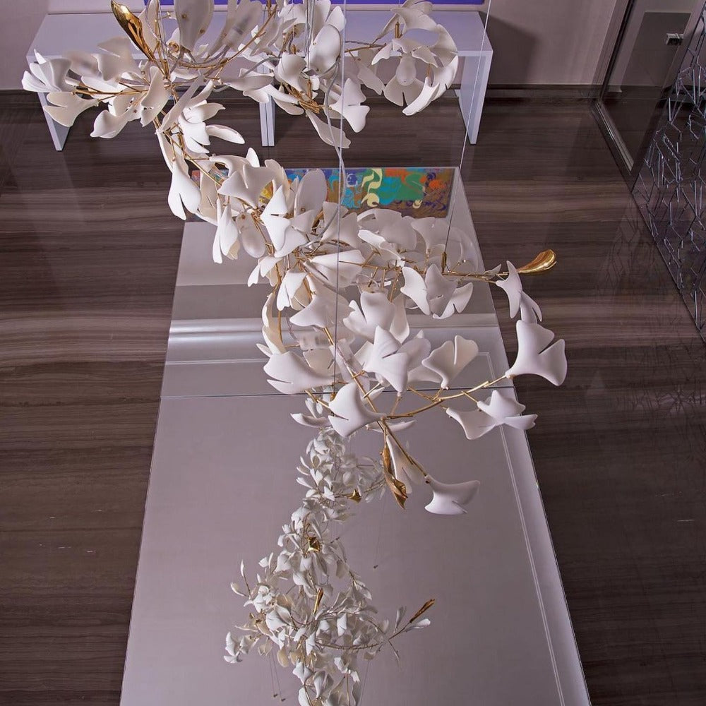 Olivia Modern Leaf Chandelier Metal/Ceramic Bedroom/Living Room