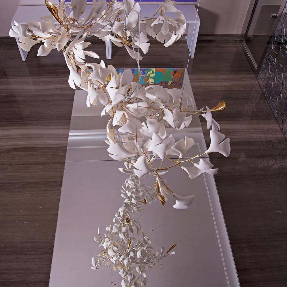 Olivia Modern Leaf Chandelier Metal/Ceramic Bedroom/Living Room