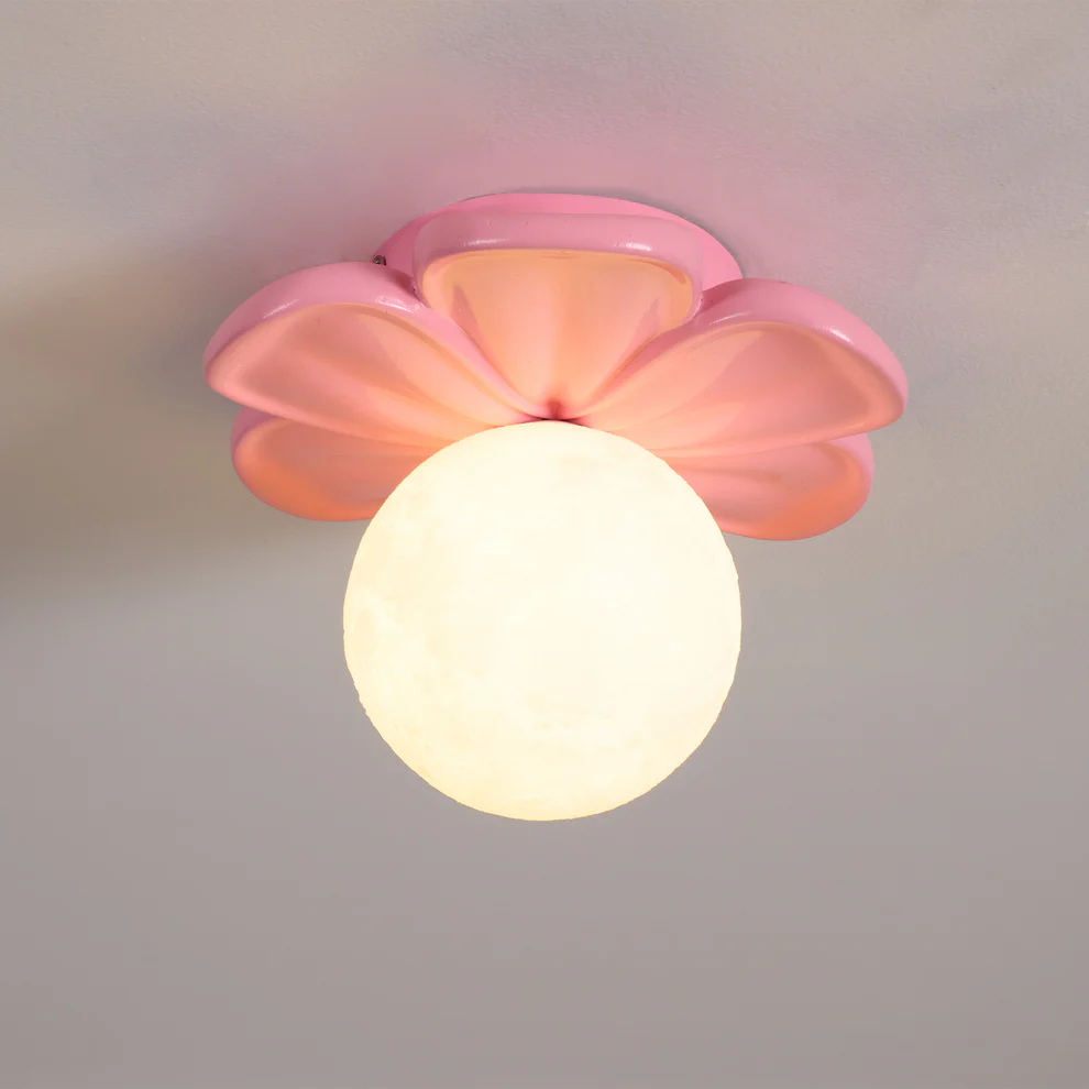 Carins Resin Pink Beige Flower Ceiling Lamp Dining Room Bedroom