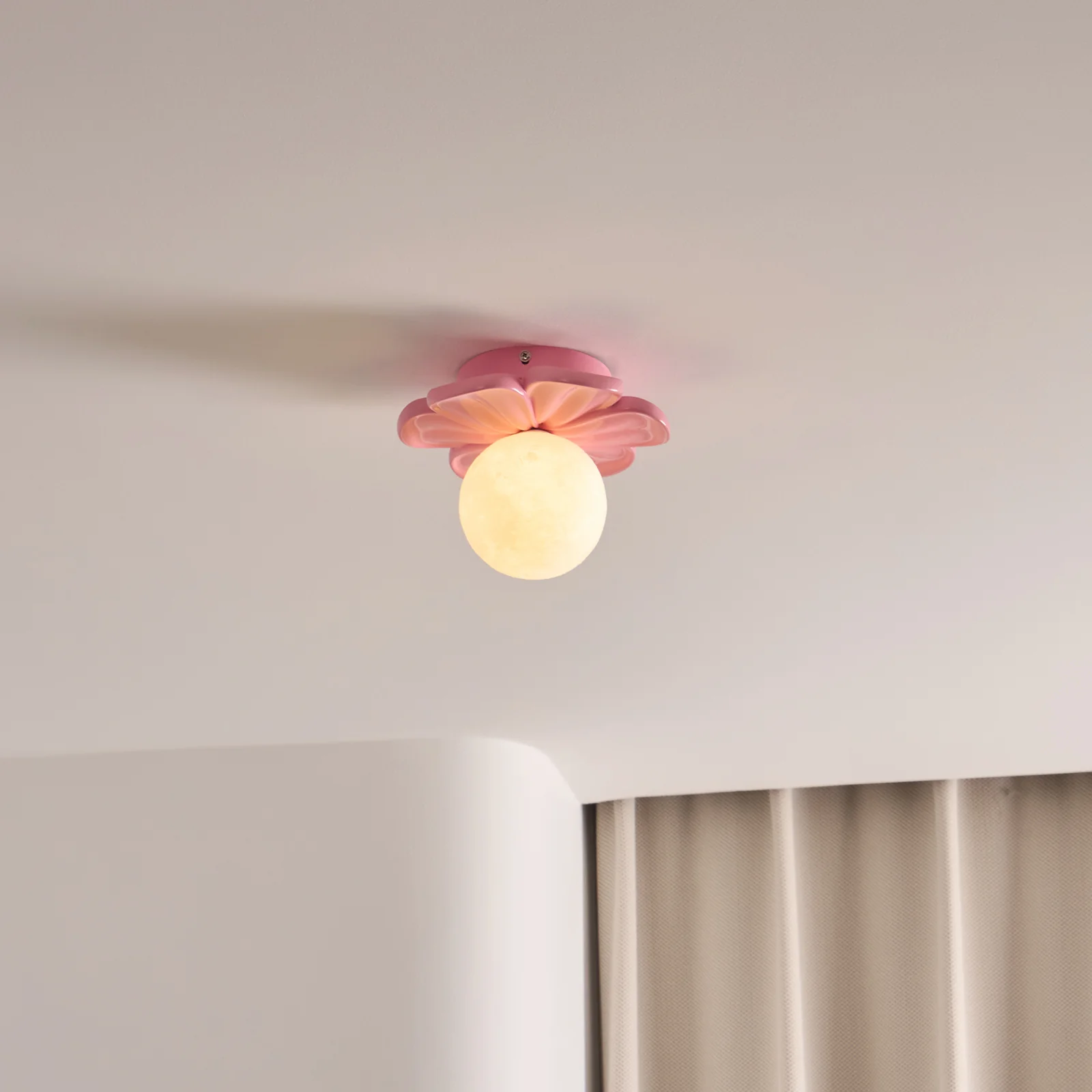Carins Resin Pink Beige Flower Ceiling Lamp Dining Room Bedroom